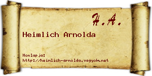 Heimlich Arnolda névjegykártya
